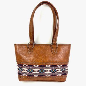 Shyanne Southwestern Serape Hadley Handbag Brown Faux Leather Conceal Carry